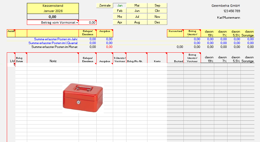 Kassenbuch f�r die Barkasse aus SC026