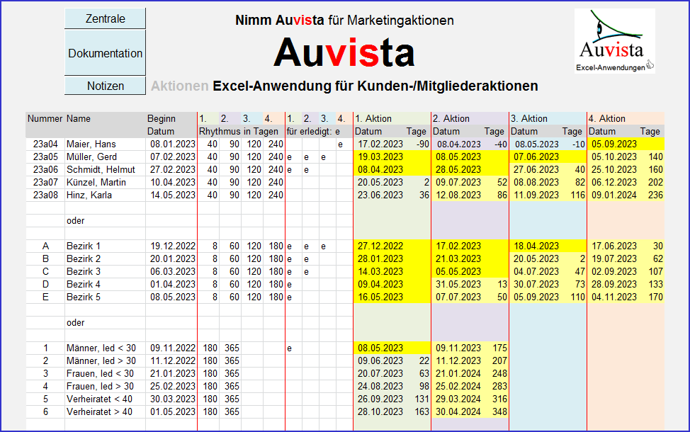 Kostenlos laden - Excel-Tabelle für Kunden- / Mitgliederaktionen