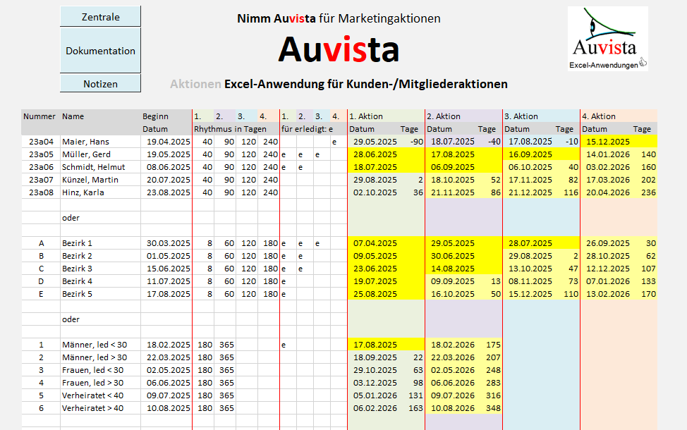 Kostenlos laden - Excel-Tabelle fr Kunden- / Mitgliederaktionen