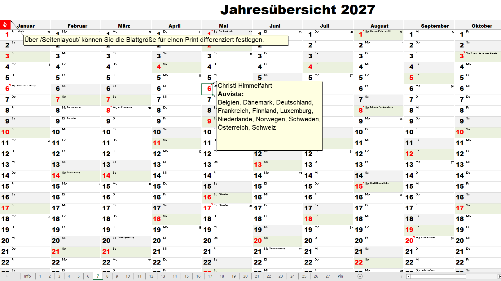 Kostenlos laden - Klassischer Wandkalender 2027 aus DZ27