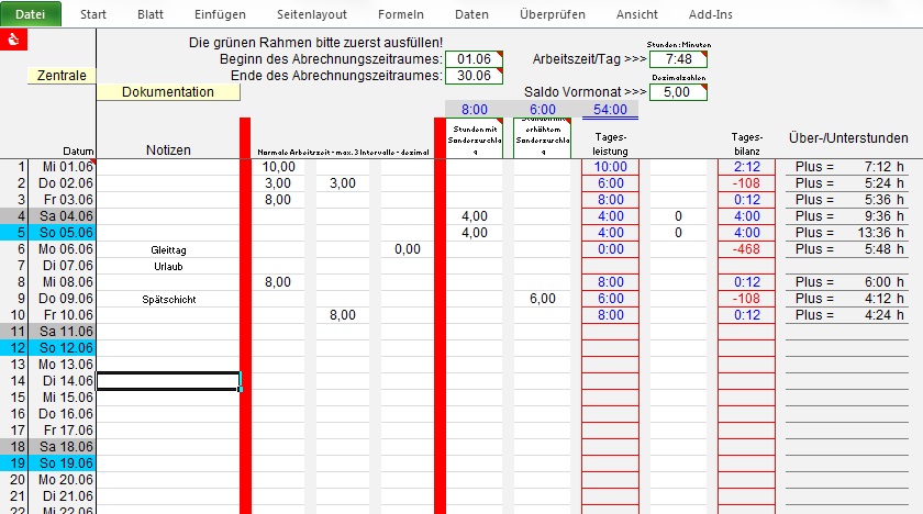 Zeiterfassung mit Zuschlags-Berechnungen aus SC024